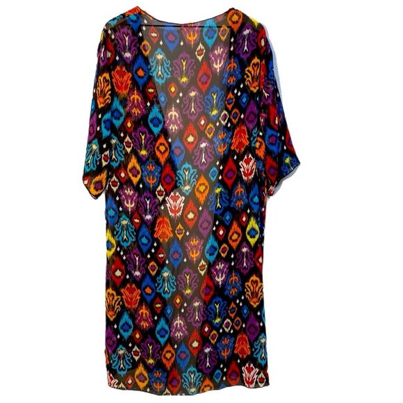 LULAROE Kimono Women Large Colorful Open Waterfall Short Sleeve Longline. - Picture 2 of 11